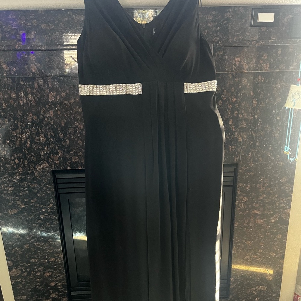 Chic Black Maxi Dress with White Accents